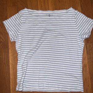 Blue and White Brandy Melville Striped Boatneck Women's Top